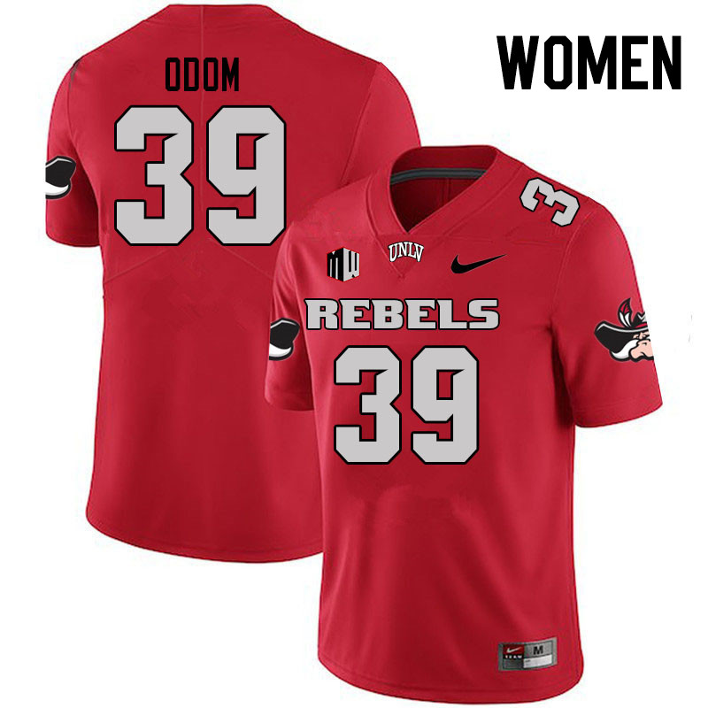 Women #39 JT Odom UNLV Rebels College Football Jerseys Stitched Sale-Scarlet - Click Image to Close